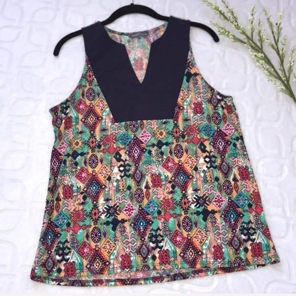 MARKET & SPRUCE Boho Aztec Light Tank Top medium - Picture 2 of 8
